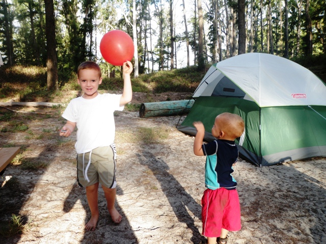 Boys enjoying a campout morning!