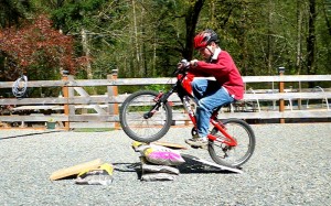 Sam is a good jump builder and very brave even though he hasn't done this in a while. 