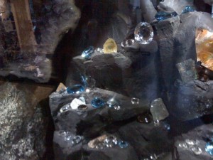 In the Burke Museum. Sam really liked the gemstones!