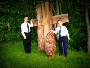 Getting ready to line up for First Communion. 