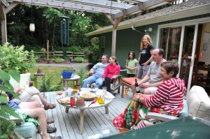 July 4 party with friends - kicked off by Sam playing the national anthem on his electric guitar.