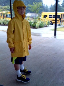 Going in for his assessment before the first day of school. Doesn't he look cute? And see all those great sunflowers?