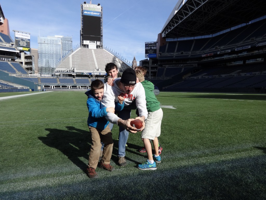 On a tour of the stadium where the Seahawks won their AFC title and advanced to the Super Bowl!